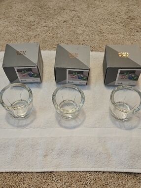 Kosta Boda Clear Glass Votive Candle Holder Bruk Set of 3